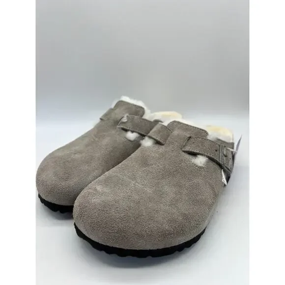 Birkenstock Boston Shearling Stone Coin Suede Leather Men's Size 12 New